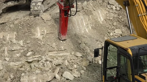 Wheel Excavators at work, close up Stock Footage 88556458