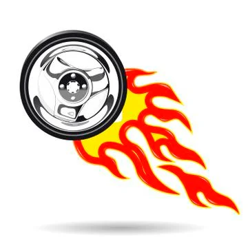 Wheel on Fire Stock Illustration