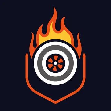 Wheel Fire Speed Logo Design Automotive Vector Stock Illustration