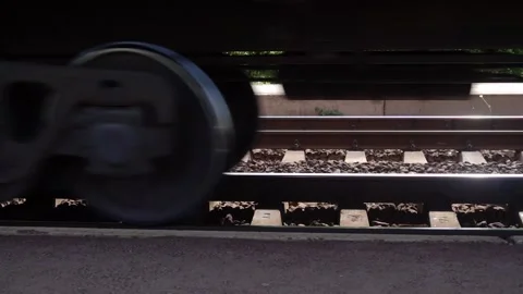 Wheel of a freight train in slow motion Stock Footage 135436210