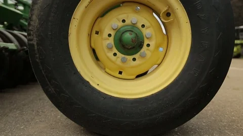 Wheel harvester with the disc yellow Stock Footage 73942574