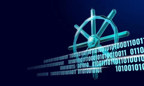 Wheel helm computer developer app concept. Business digital open source program 库存插图