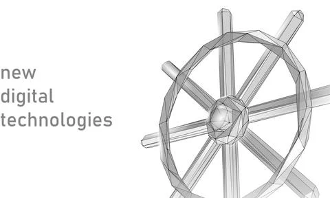 Wheel helm computer developer app concept. Business digital open source program Stock Illustration