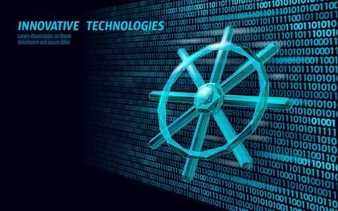 Wheel helm computer developer app concept. Business digital open source program Stock Illustration