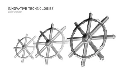 Wheel helm computer developer app concept. Business digital open source program Stock Illustration