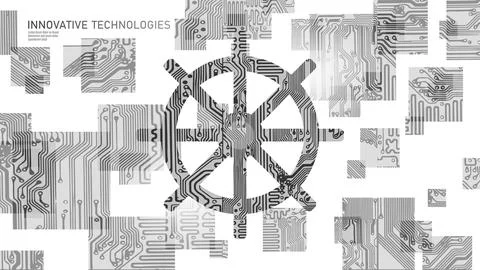 Wheel helm computer developer app concept. Business digital open source program 库存插图