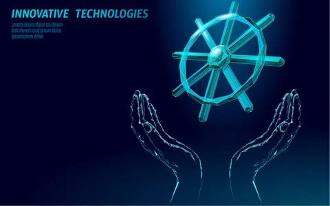 Wheel helm computer developer app concept. Business digital open source program 库存插图