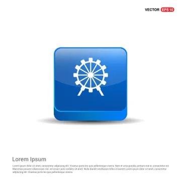 Wheel icon - 3d Blue Button Stockillustratie