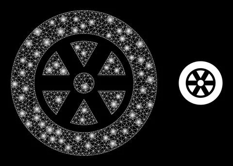Wheel Icon - Carcass Mesh with Constellation Nodes Illustrazione stock