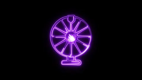 Wheel Icon Isolated on Black Background, Rotation Motion Neon Line Animatio.. Video stock 324635571