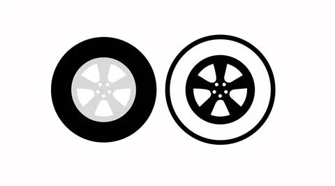 Wheel Icon Set. Stock Illustration
