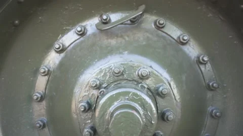 Wheel from a large cannon in the open-air museum. Stock Footage 152193082