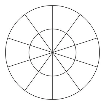 Wheel of life template. Simple coaching tool for visualizing all areas of life Stock Illustration