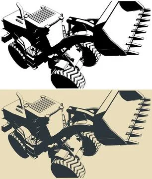 Wheel loader close up Stock Illustration