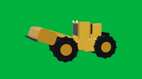 Wheel loader construction 3d loop green screen Stock Footage 342913001