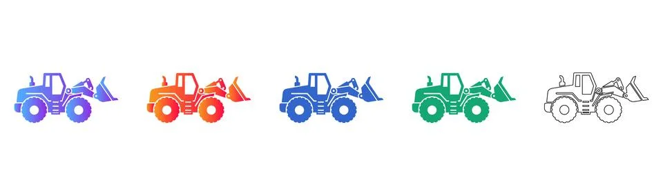 Wheel Loader Construction Icons Stock Illustration