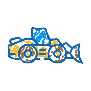 Wheel loader construction vehicle icon doodle illustration Stock Illustration