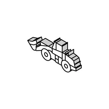 Wheel loader construction vehicle isometric icon vector illustration Stock Illustration