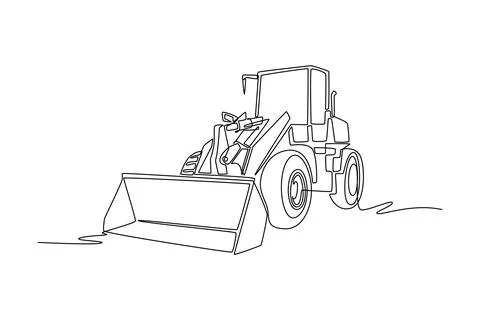 Wheel loader construction vehicle, large bucket, heavy tires Stock Illustration