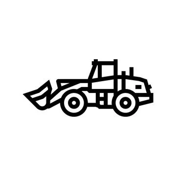 Wheel loader construction vehicle line icon vector illustration Stock Illustration