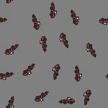 Wheel loader construction vehicle vector seamless pattern Stock Illustration