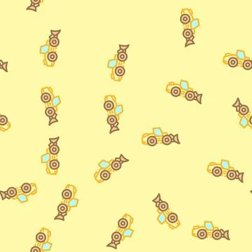 Wheel loader construction vehicle vector seamless pattern Stock Illustration
