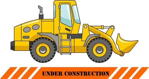 Wheel loader. Heavy construction machine. Vector illustration Stock Illustration