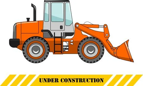Wheel loader. Heavy construction machine. Vector illustration Illustrazione stock