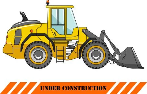 Wheel loader. Heavy construction machine. Vector illustration Stock Illustration
