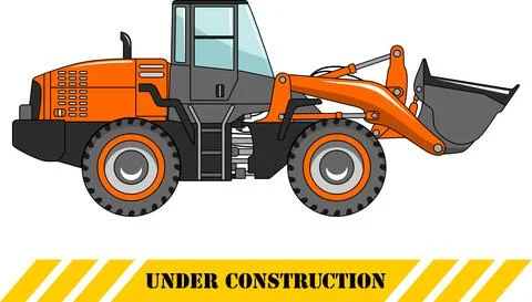 Wheel loader. Heavy construction machine. Vector illustration Illustrazione stock