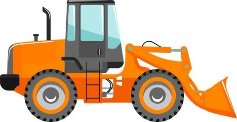 Wheel Loader Icon in Flat Style. Vector Illustration Stock Illustration