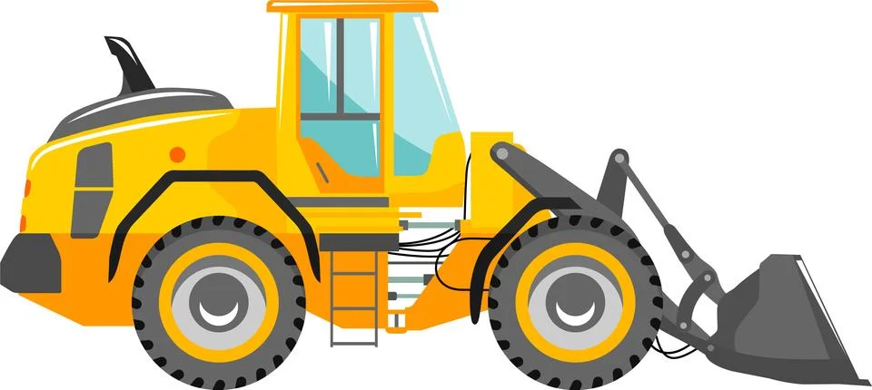 Wheel Loader Icon in Flat Style. Vector Illustration Stock Illustration