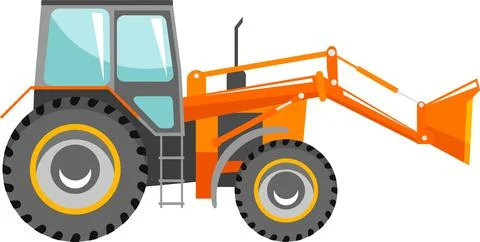 Wheel Loader Icon in Flat Style. Vector Illustration Stock Illustration