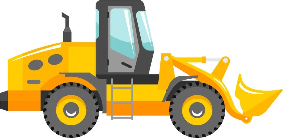 Wheel Loader Icon in Flat Style. Vector Illustration Illustrazione stock