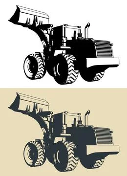 Wheel loader illustrations Stock Illustration