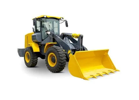 Wheel Loader Isolated on White Background. Yellow Front Loader. Loading Sho.. Foto stock
