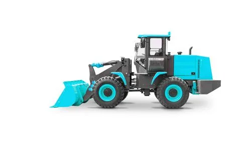 Wheel Loader Isolated on White Background. Blue Front Loader. Loading Shove.. Stock Photos