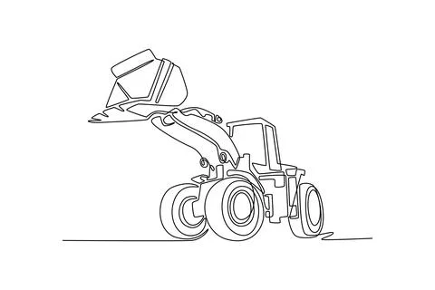 Wheel loader with its bucket raised high, showcasing mechanical power Stock Illustration