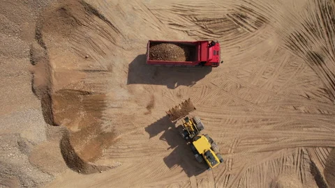 Wheel loader load sand in dump truck in open pit. Heavy machinery in opencast Video stock 191646589