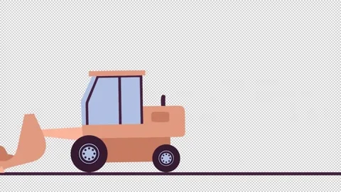 Wheel loader moving soil. Animation of bulldozing work. Cartoon Stock Footage 320661322
