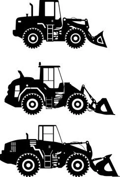 Wheel loaders. Heavy construction machine. Vector illustration Stock Illustration