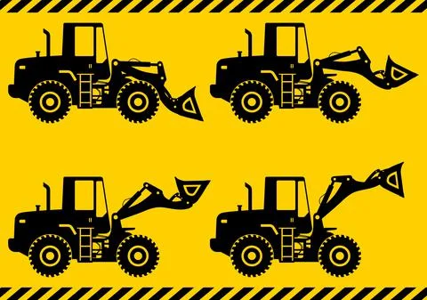 Wheel loaders. Heavy construction machine. Vector illustration Stock Illustration