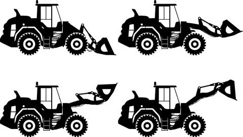 Wheel loaders. Heavy construction machine. Vector illustration Stock Illustration
