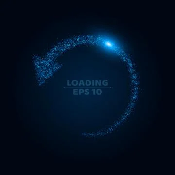 A wheel of loading from very small and transparent particles on a dark back.. Illustrazione stock