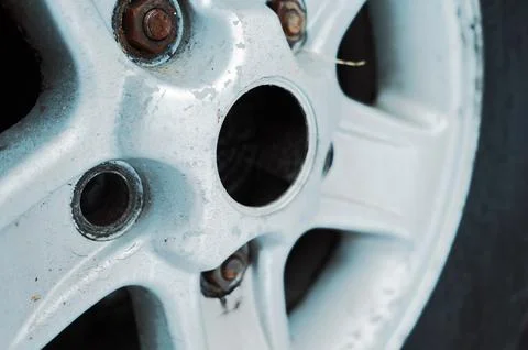 Wheel with lost nut 库存照片