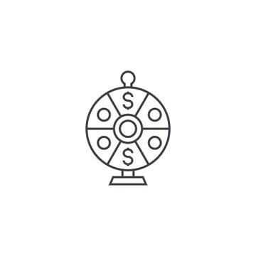 Wheel of luck vector line icon, sign, illustration on background, editable Stock Illustration