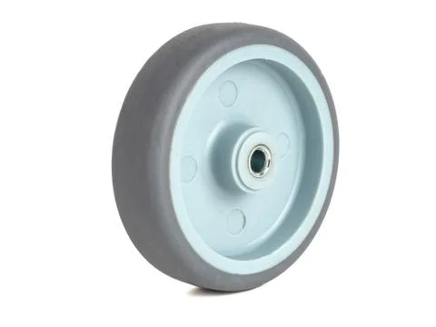 Wheel made of polyamide and gray rubber Stock Photos
