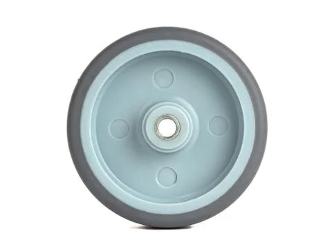 Wheel made of polyamide and gray rubber Stock Photos