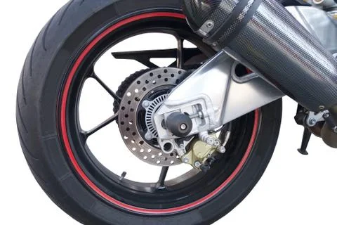 Wheel of motorcycle Stock Photos
