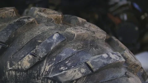 Wheel motorcycle repair in garage Stock Footage